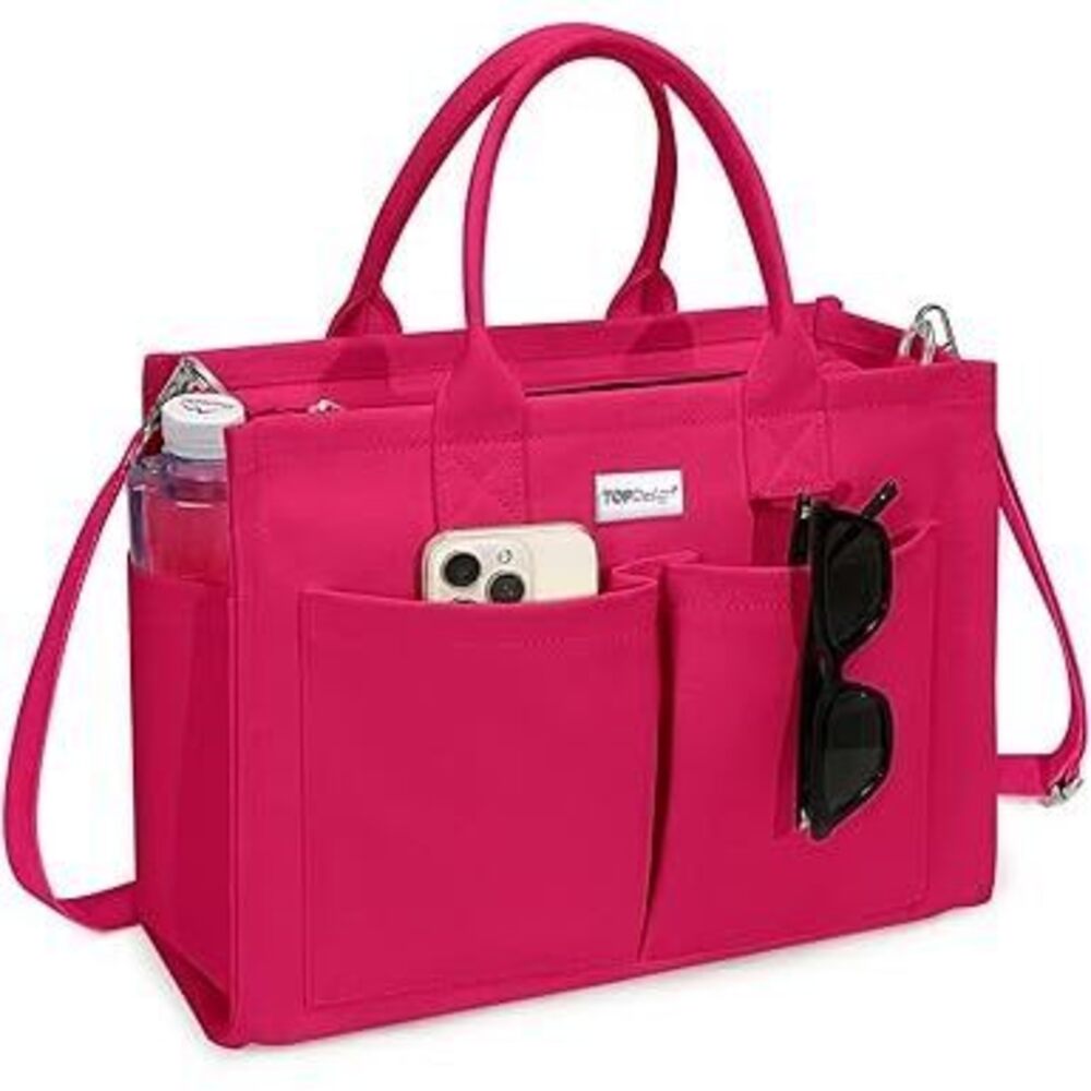 Heavy-Duty Canvas Tote Bag For Women, Adjustable Crossbody Handbag With 9